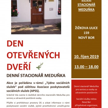 Zveme Vás na Den otevřených dveří Denního stacionáře Meduňka