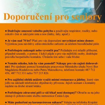 Doporučení pro seniory v ochraně proti Koronaviru