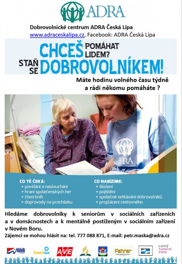 Hledají se dobrovolníci - máte hodinu volného času týdně a rádi někomu pomáháte?