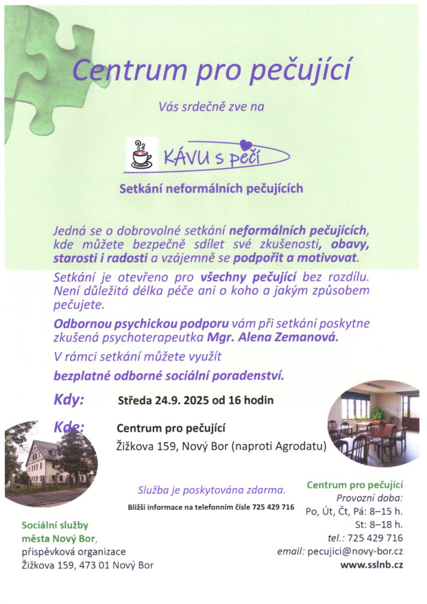 KÁVA s péčí - setkání neformálních pečujících 24.9.