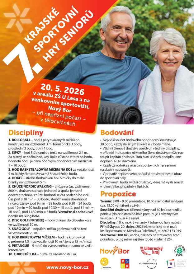 Krajské sportovní hry seniorů se blíží. Přijďte podpořit soutěžící!
