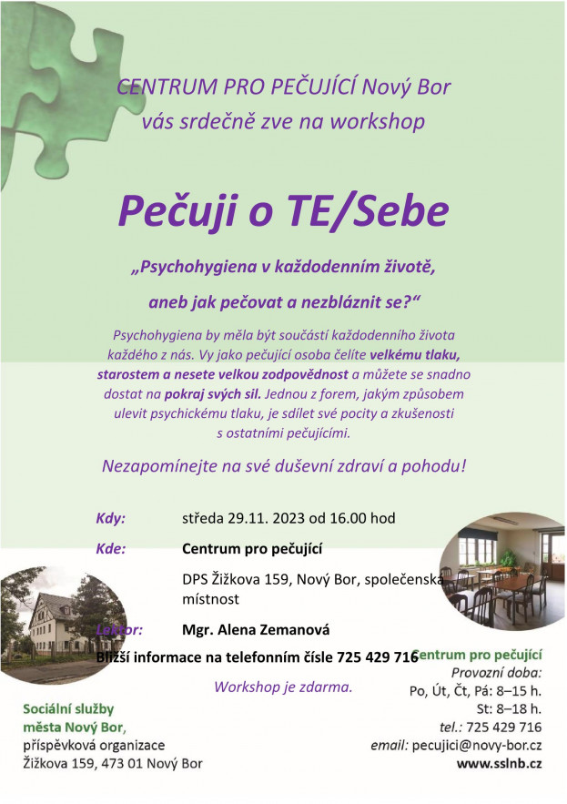 Zveme Vás na workshop Pečuji o TE/Sebe